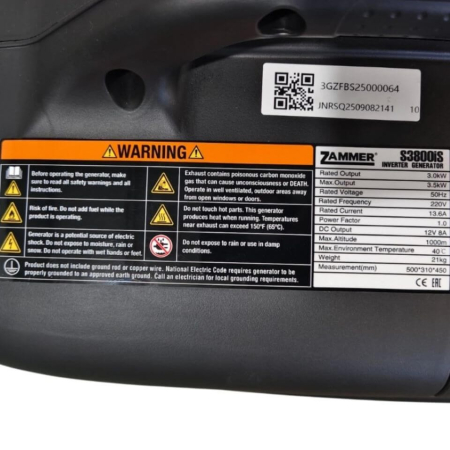Бензиновый генератор ZAMMER S3800iS фото